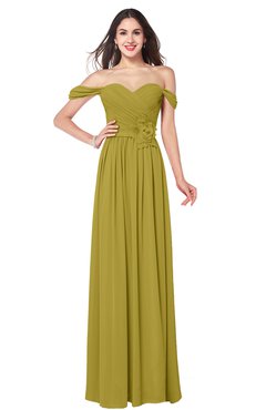 ColsBM Katelyn Golden Olive Bridesmaid Dresses Zip up A-line Floor Length Sweetheart Short Sleeve Gorgeous