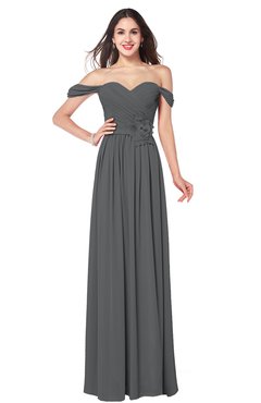 ColsBM Katelyn Grey Bridesmaid Dresses Zip up A-line Floor Length Sweetheart Short Sleeve Gorgeous
