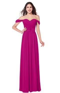 ColsBM Katelyn Hot Pink Bridesmaid Dresses Zip up A-line Floor Length Sweetheart Short Sleeve Gorgeous