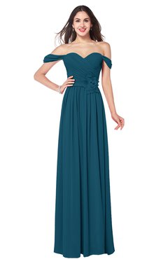 ColsBM Katelyn Moroccan Blue Bridesmaid Dresses Zip up A-line Floor Length Sweetheart Short Sleeve Gorgeous