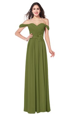ColsBM Katelyn Olive Green Bridesmaid Dresses Zip up A-line Floor Length Sweetheart Short Sleeve Gorgeous