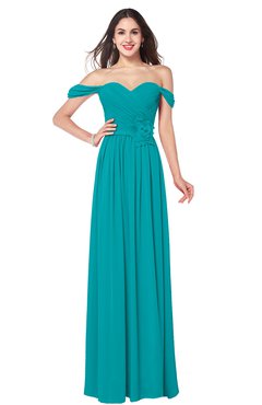 ColsBM Katelyn Peacock Blue Bridesmaid Dresses Zip up A-line Floor Length Sweetheart Short Sleeve Gorgeous