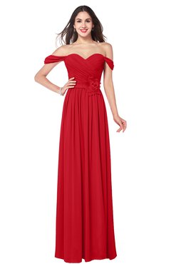 ColsBM Katelyn Red Bridesmaid Dresses Zip up A-line Floor Length Sweetheart Short Sleeve Gorgeous