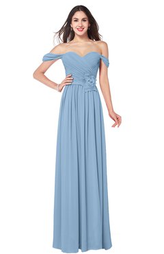 ColsBM Katelyn Sky Blue Bridesmaid Dresses Zip up A-line Floor Length Sweetheart Short Sleeve Gorgeous