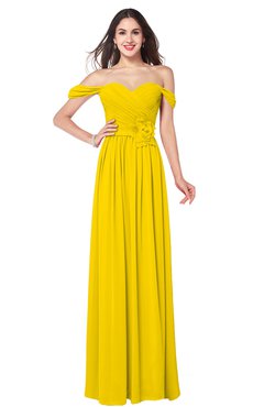 ColsBM Katelyn Yellow Bridesmaid Dresses Zip up A-line Floor Length Sweetheart Short Sleeve Gorgeous