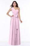ColsBM Emmeline Baby Pink Modern A-line Half Backless Chiffon Floor Length Ruching Plus Size Bridesmaid Dresses