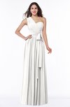 ColsBM Emmeline Cloud White Modern A-line Half Backless Chiffon Floor Length Ruching Plus Size Bridesmaid Dresses