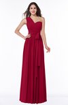 ColsBM Emmeline Dark Red Modern A-line Half Backless Chiffon Floor Length Ruching Plus Size Bridesmaid Dresses