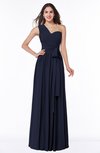 ColsBM Emmeline Dark Sapphire Modern A-line Half Backless Chiffon Floor Length Ruching Plus Size Bridesmaid Dresses