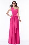 ColsBM Emmeline Fandango Pink Modern A-line Half Backless Chiffon Floor Length Ruching Plus Size Bridesmaid Dresses