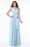 ColsBM Emmeline Ice Blue Modern A-line Half Backless Chiffon Floor Length Ruching Plus Size Bridesmaid Dresses