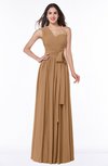 ColsBM Emmeline Light Brown Modern A-line Half Backless Chiffon Floor Length Ruching Plus Size Bridesmaid Dresses