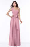 ColsBM Emmeline Rosebloom Modern A-line Half Backless Chiffon Floor Length Ruching Plus Size Bridesmaid Dresses