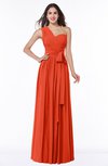 ColsBM Emmeline Tangerine Tango Modern A-line Half Backless Chiffon Floor Length Ruching Plus Size Bridesmaid Dresses