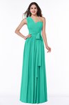 ColsBM Emmeline Viridian Green Modern A-line Half Backless Chiffon Floor Length Ruching Plus Size Bridesmaid Dresses