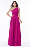 ColsBM Nova Hot Pink Modern A-line Asymmetric Neckline Sleeveless Half Backless Chiffon Plus Size Bridesmaid Dresses