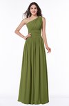 ColsBM Nova Olive Green Modern A-line Asymmetric Neckline Sleeveless Half Backless Chiffon Plus Size Bridesmaid Dresses