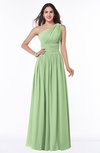 ColsBM Nova Sage Green Modern A-line Asymmetric Neckline Sleeveless Half Backless Chiffon Plus Size Bridesmaid Dresses