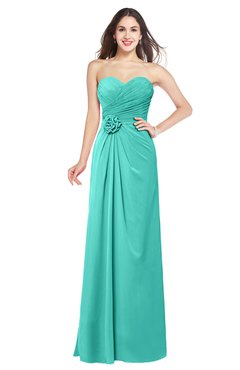 ColsBM Josie Blue Turquoise Glamorous Sweetheart Sleeveless Zip up Flower Plus Size Bridesmaid Dresses