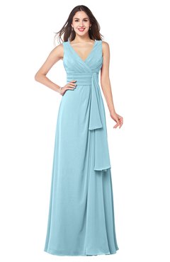 ColsBM Brenda Aqua Romantic Thick Straps Sleeveless Zipper Floor Length Sash Plus Size Bridesmaid Dresses