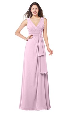 ColsBM Brenda Baby Pink Romantic Thick Straps Sleeveless Zipper Floor Length Sash Plus Size Bridesmaid Dresses
