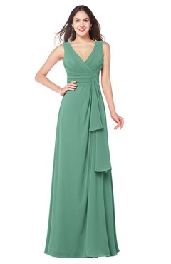ColsBM Brenda Beryl Green Romantic Thick Straps Sleeveless Zipper Floor Length Sash Plus Size Bridesmaid Dresses