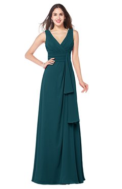 ColsBM Brenda Blue Green Romantic Thick Straps Sleeveless Zipper Floor Length Sash Plus Size Bridesmaid Dresses
