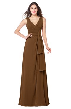 ColsBM Brenda Brown Romantic Thick Straps Sleeveless Zipper Floor Length Sash Plus Size Bridesmaid Dresses