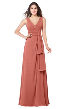 ColsBM Brenda Crabapple Romantic Thick Straps Sleeveless Zipper Floor Length Sash Plus Size Bridesmaid Dresses