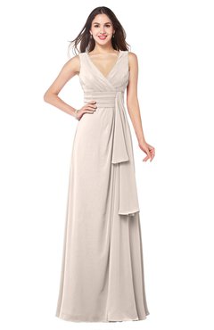 ColsBM Brenda Cream Pink Romantic Thick Straps Sleeveless Zipper Floor Length Sash Plus Size Bridesmaid Dresses