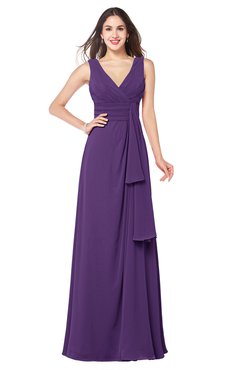 ColsBM Brenda Dark Purple Romantic Thick Straps Sleeveless Zipper Floor Length Sash Plus Size Bridesmaid Dresses