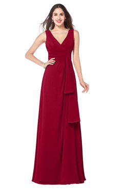 ColsBM Brenda Dark Red Romantic Thick Straps Sleeveless Zipper Floor Length Sash Plus Size Bridesmaid Dresses