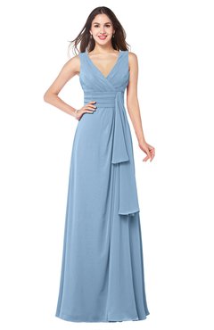 ColsBM Brenda Dusty Blue Romantic Thick Straps Sleeveless Zipper Floor Length Sash Plus Size Bridesmaid Dresses
