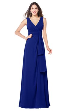 ColsBM Brenda Electric Blue Romantic Thick Straps Sleeveless Zipper Floor Length Sash Plus Size Bridesmaid Dresses