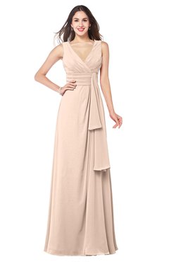 ColsBM Brenda Fresh Salmon Romantic Thick Straps Sleeveless Zipper Floor Length Sash Plus Size Bridesmaid Dresses