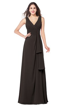 ColsBM Brenda Fudge Brown Romantic Thick Straps Sleeveless Zipper Floor Length Sash Plus Size Bridesmaid Dresses