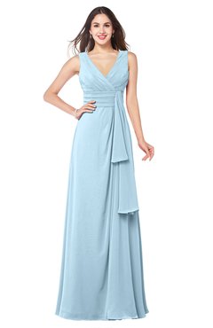 ColsBM Brenda Ice Blue Romantic Thick Straps Sleeveless Zipper Floor Length Sash Plus Size Bridesmaid Dresses