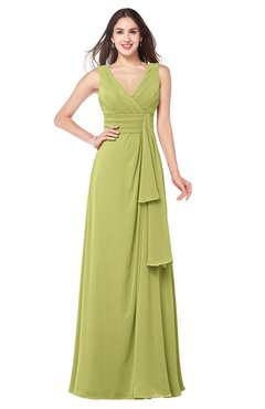 ColsBM Brenda Linden Green Romantic Thick Straps Sleeveless Zipper Floor Length Sash Plus Size Bridesmaid Dresses