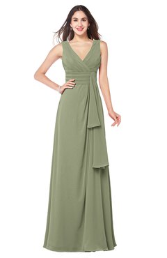 ColsBM Brenda Moss Green Romantic Thick Straps Sleeveless Zipper Floor Length Sash Plus Size Bridesmaid Dresses