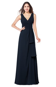 ColsBM Brenda Navy Blue Romantic Thick Straps Sleeveless Zipper Floor Length Sash Plus Size Bridesmaid Dresses