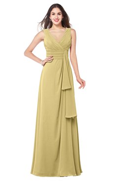 ColsBM Brenda New Wheat Romantic Thick Straps Sleeveless Zipper Floor Length Sash Plus Size Bridesmaid Dresses