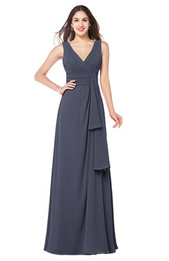 ColsBM Brenda Nightshadow Blue Romantic Thick Straps Sleeveless Zipper Floor Length Sash Plus Size Bridesmaid Dresses
