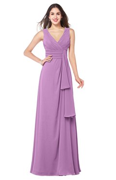 ColsBM Brenda Orchid Romantic Thick Straps Sleeveless Zipper Floor Length Sash Plus Size Bridesmaid Dresses