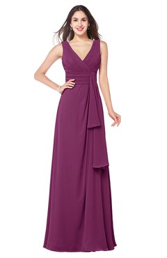 ColsBM Brenda Raspberry Romantic Thick Straps Sleeveless Zipper Floor Length Sash Plus Size Bridesmaid Dresses