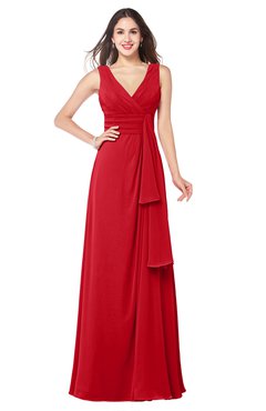 ColsBM Brenda Red Romantic Thick Straps Sleeveless Zipper Floor Length Sash Plus Size Bridesmaid Dresses