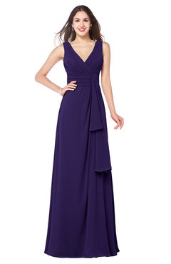 ColsBM Brenda Royal Purple Romantic Thick Straps Sleeveless Zipper Floor Length Sash Plus Size Bridesmaid Dresses