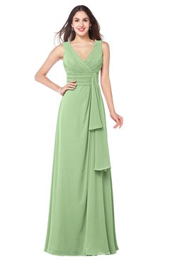 ColsBM Brenda Sage Green Romantic Thick Straps Sleeveless Zipper Floor Length Sash Plus Size Bridesmaid Dresses