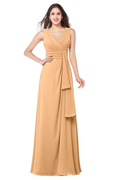 ColsBM Brenda Salmon Buff Romantic Thick Straps Sleeveless Zipper Floor Length Sash Plus Size Bridesmaid Dresses