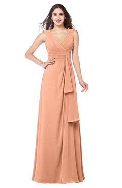 ColsBM Brenda Salmon Romantic Thick Straps Sleeveless Zipper Floor Length Sash Plus Size Bridesmaid Dresses