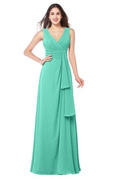 ColsBM Brenda Seafoam Green Romantic Thick Straps Sleeveless Zipper Floor Length Sash Plus Size Bridesmaid Dresses